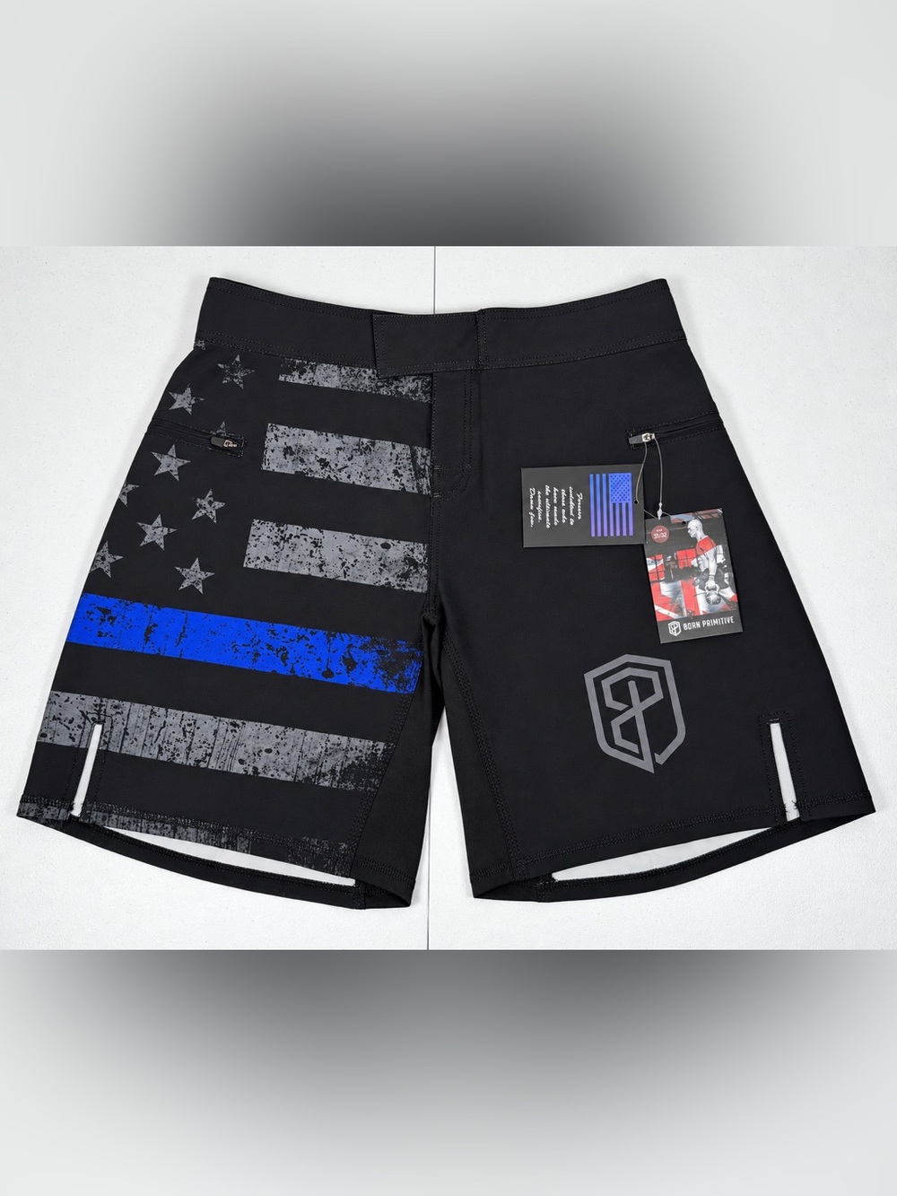 NWT Born Primitive Athletic American Defender Thin Blue Line Shorts 31/32